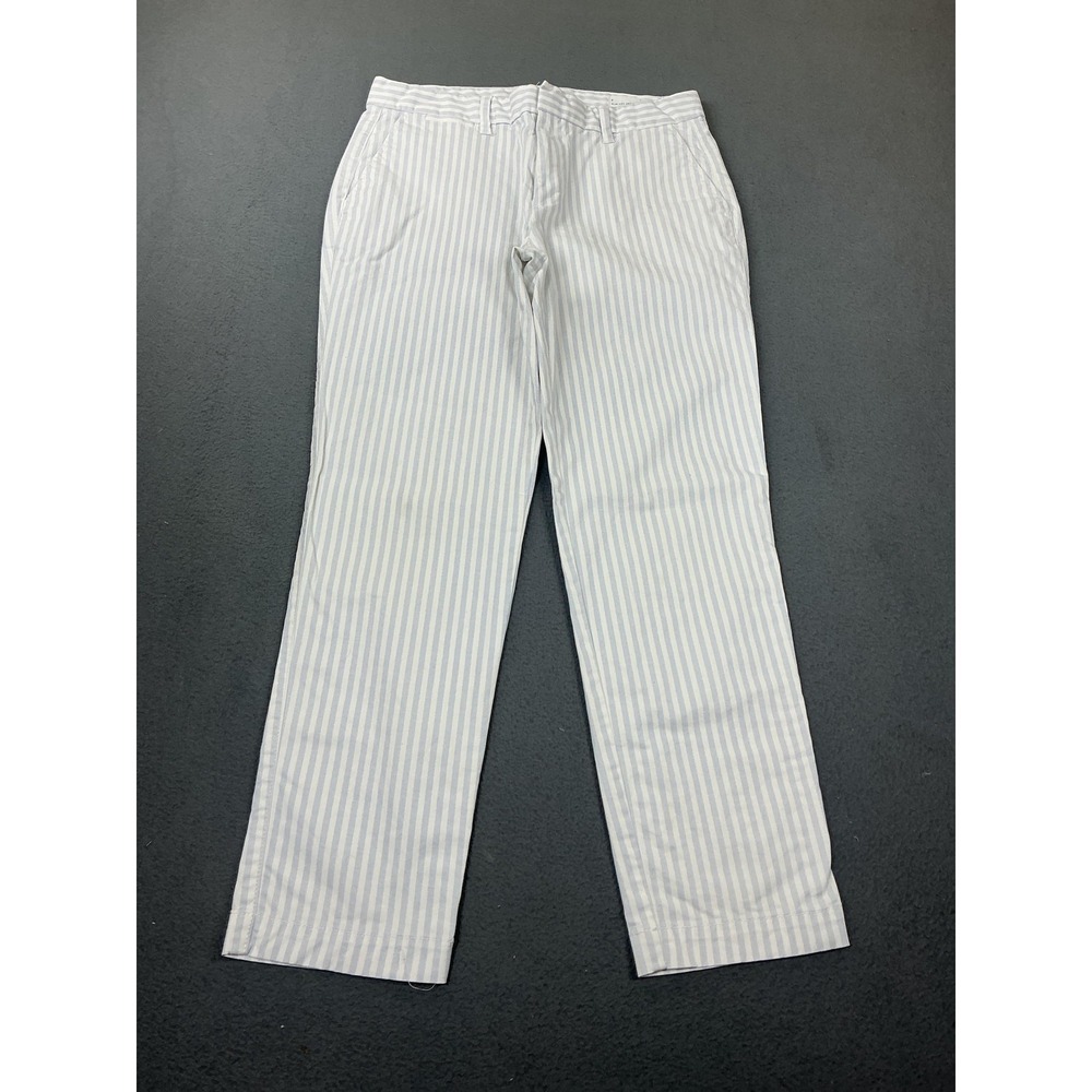 Gap Pants Womens 2 White‎ Blue Stripe Slim City Crop Chino Straight Stretch